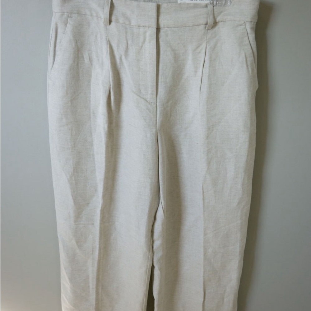 LOFT Peyton Trouser Linen Pants NWT Beige Size 10 Petite High Rise